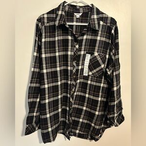 Sonoma Black and White Plaid Button Down Shirt